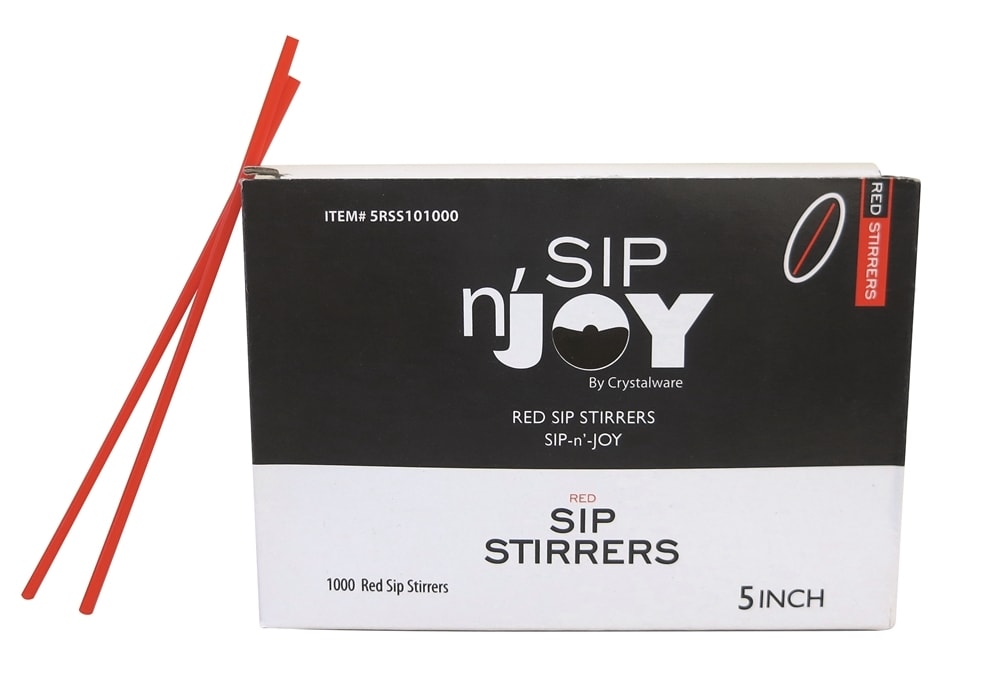 GuestSupply US | Beverage Sip Stirrers, Plastic, Red, 5in